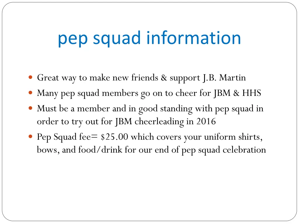 pep squad information