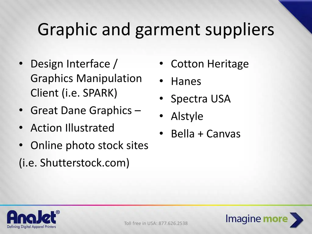 graphic and garment suppliers