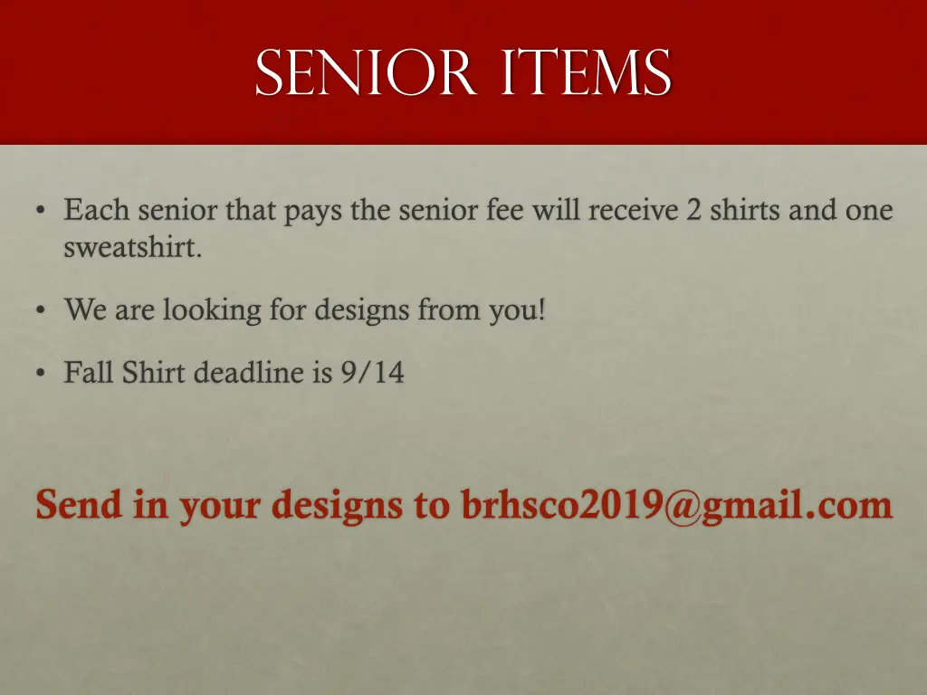 senior items