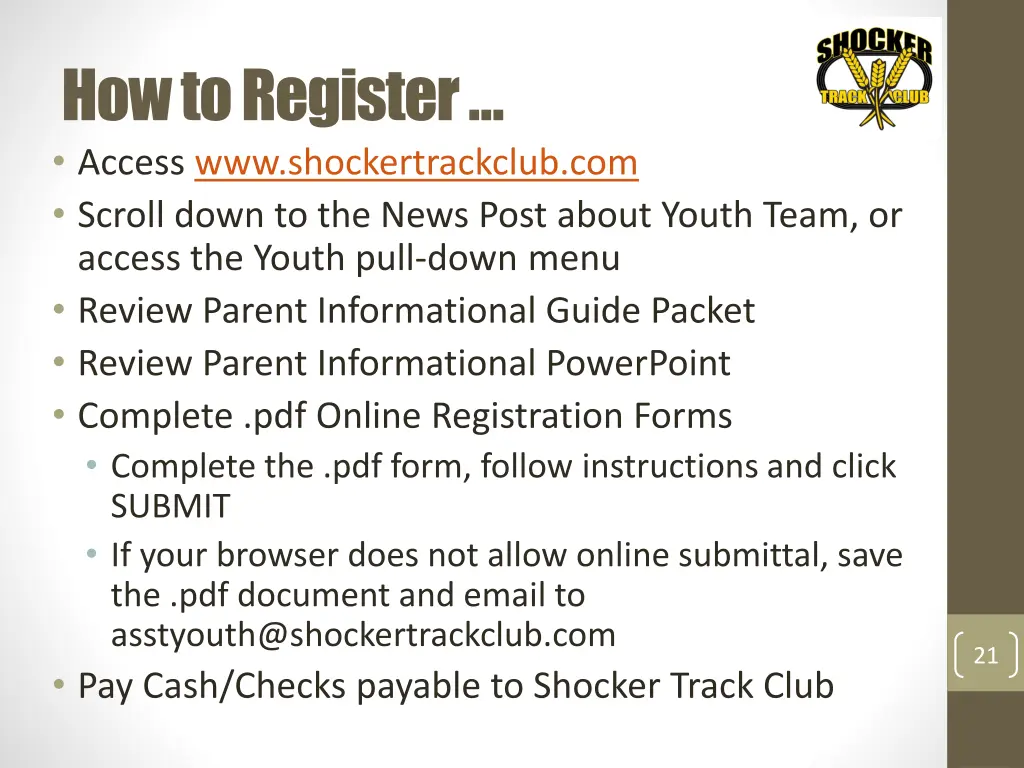 how to register access www shockertrackclub