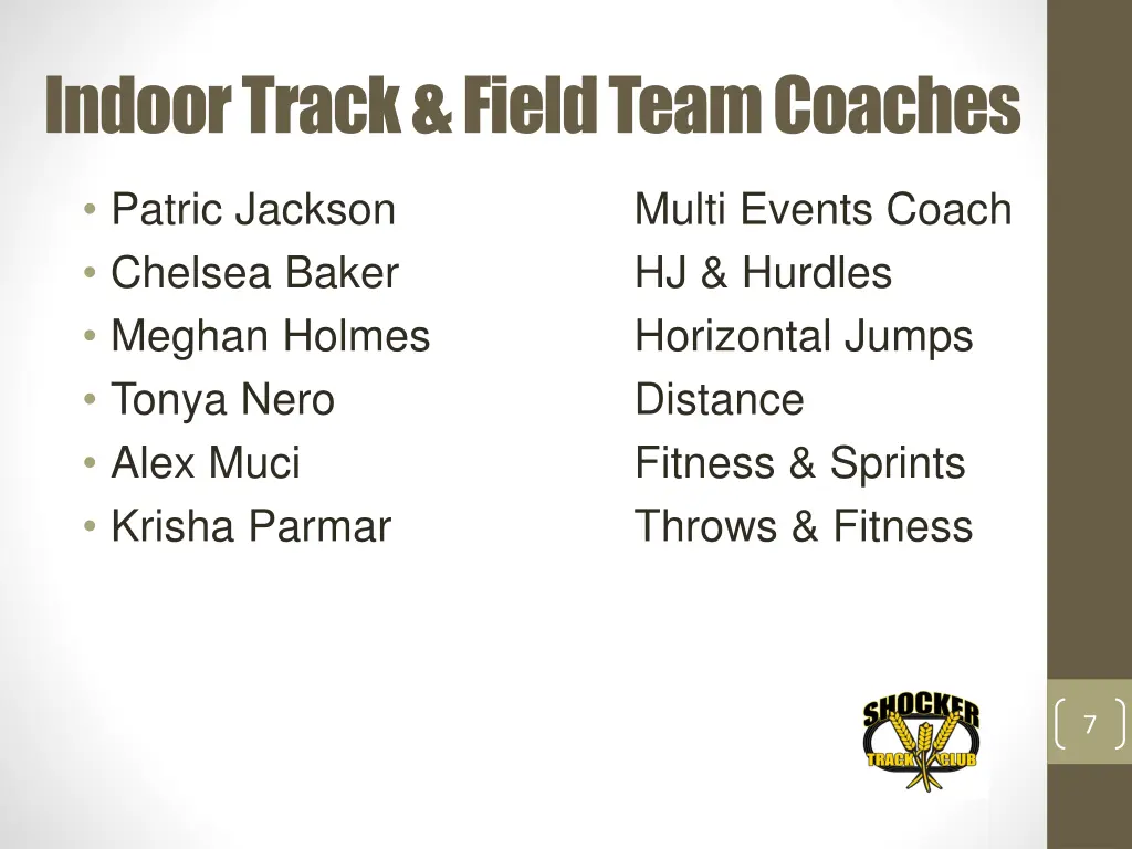 indoor track field team coaches