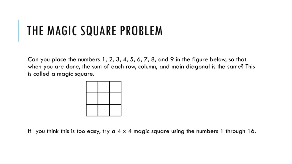 the magic square problem