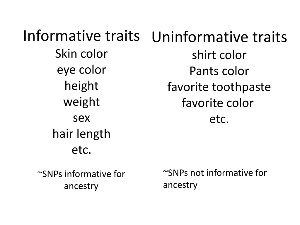 informative traits skin color eye color height