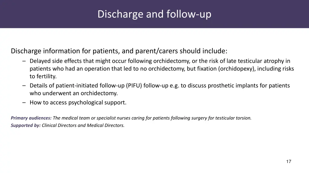 discharge and follow up