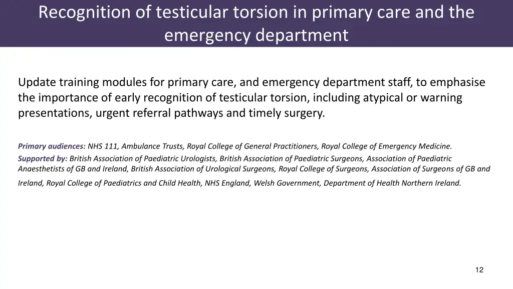 recognition of testicular torsion in primary care