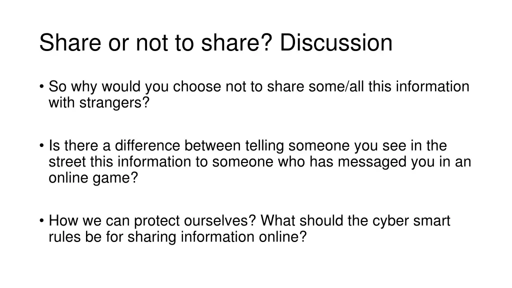 share or not to share discussion