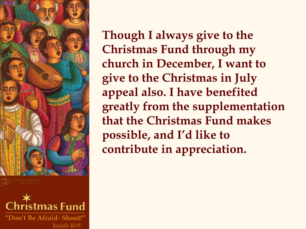 though i always give to the christmas fund