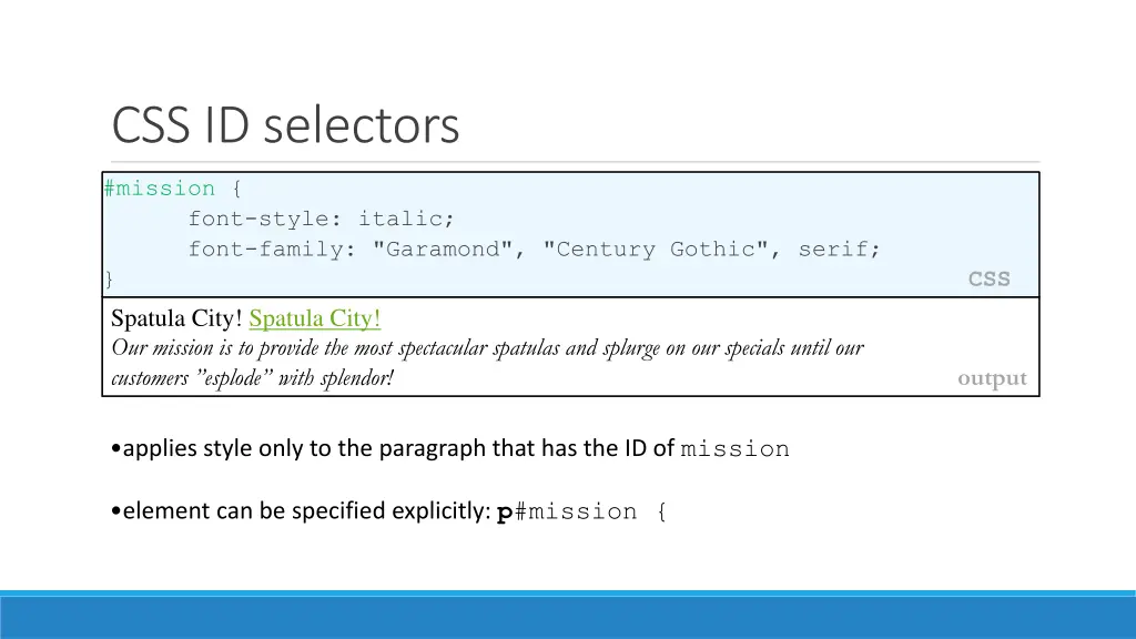 css id selectors