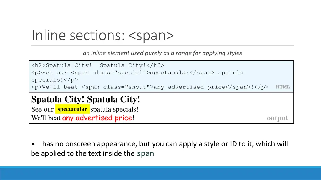 inline sections span