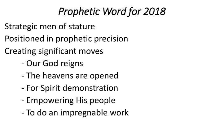 prophetic word for 2018 prophetic word for 2018