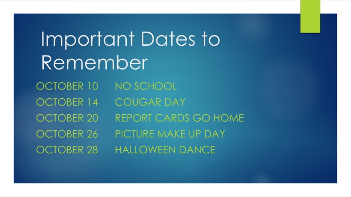 important dates to remember