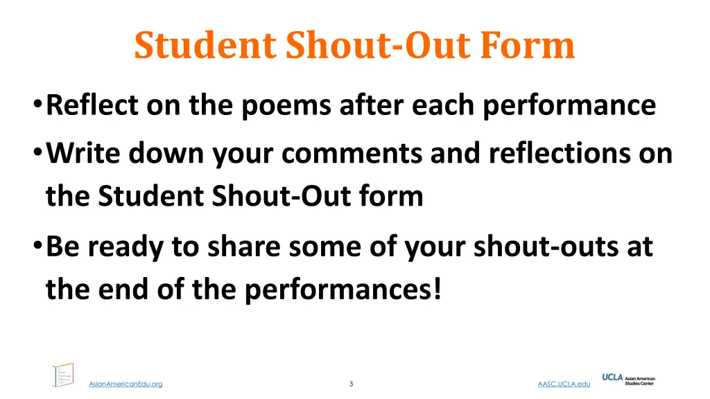 student shout out form