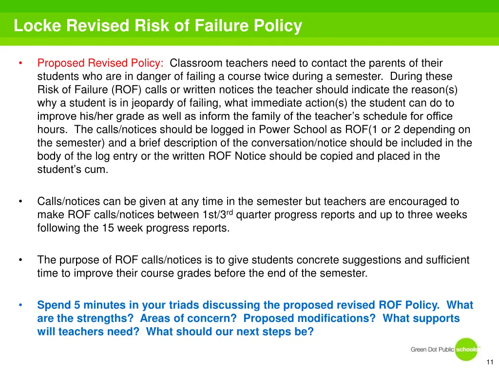 locke revised risk of failure policy