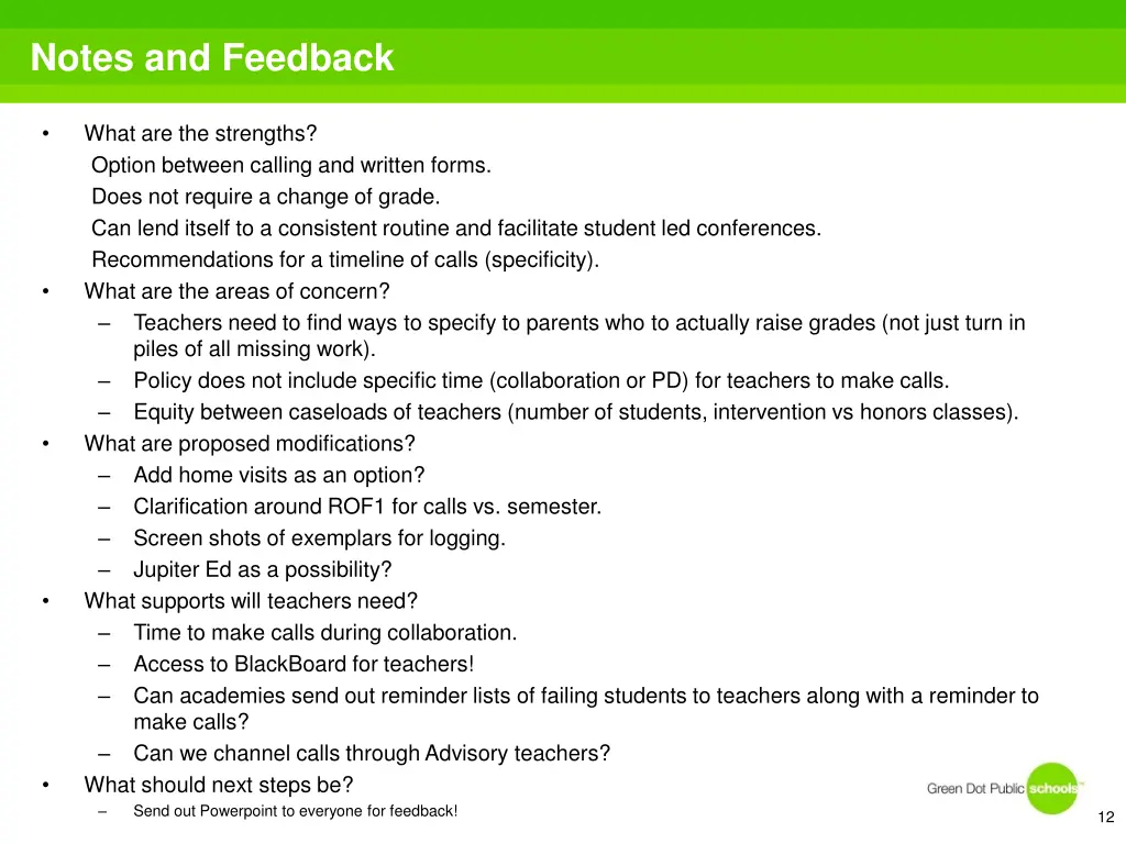 notes and feedback 1