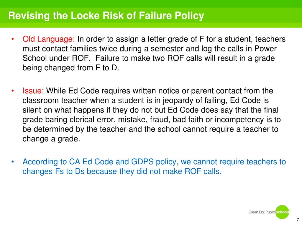 revising the locke risk of failure policy