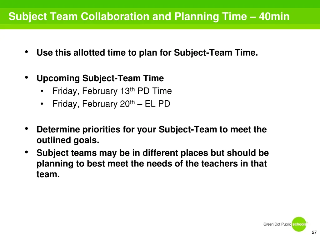 subject team collaboration and planning time 40min