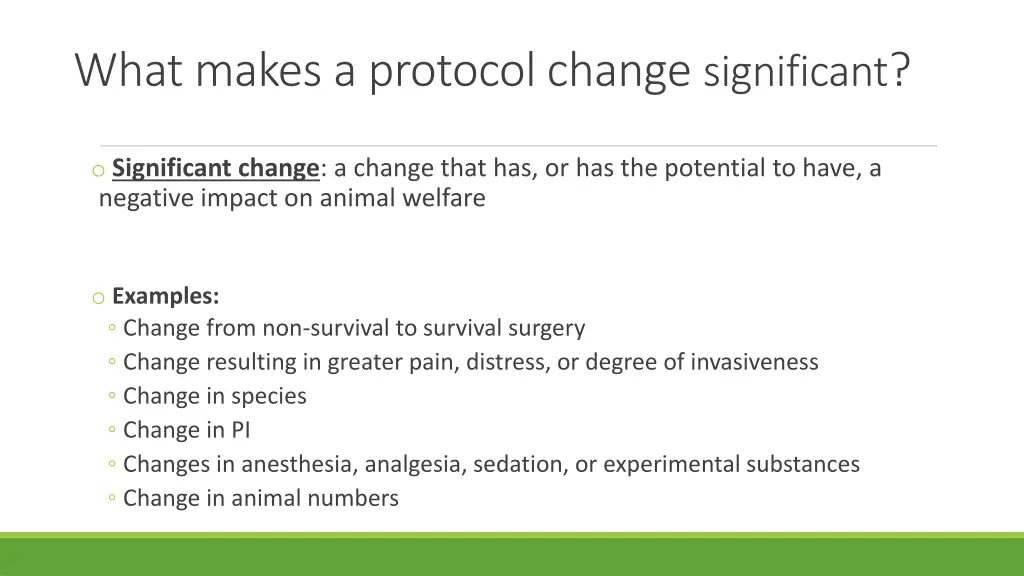 what makes a protocol change significant