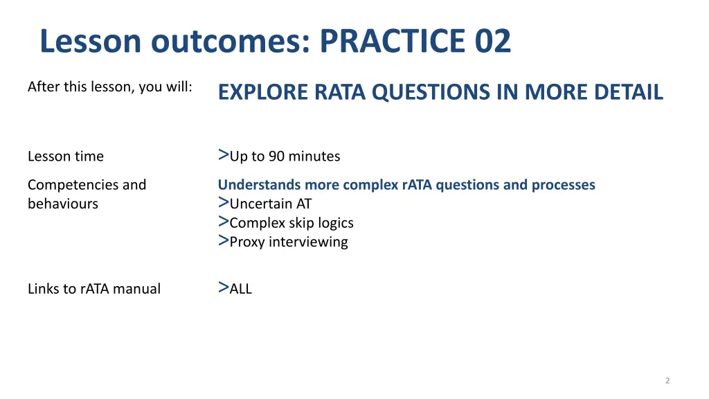 lesson outcomes practice 02