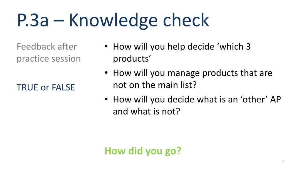 p 3a knowledge check