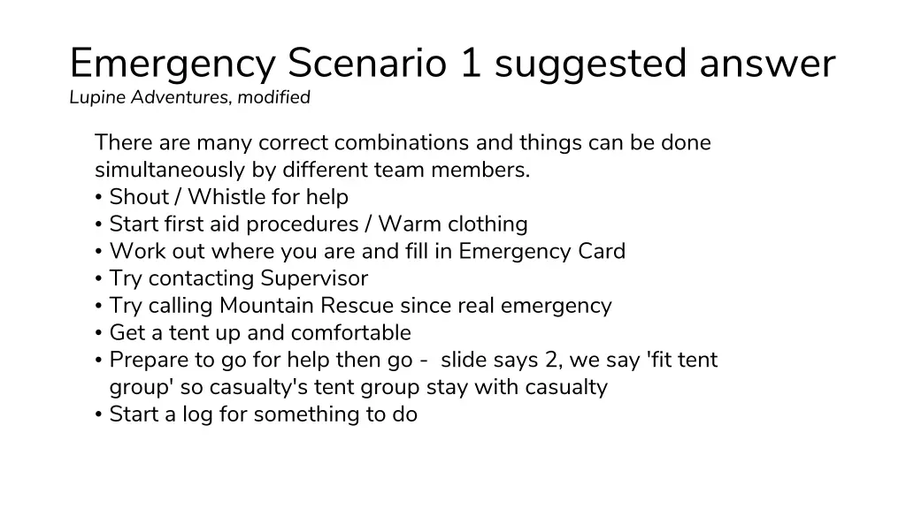 emergency scenario 1 suggested answer lupine