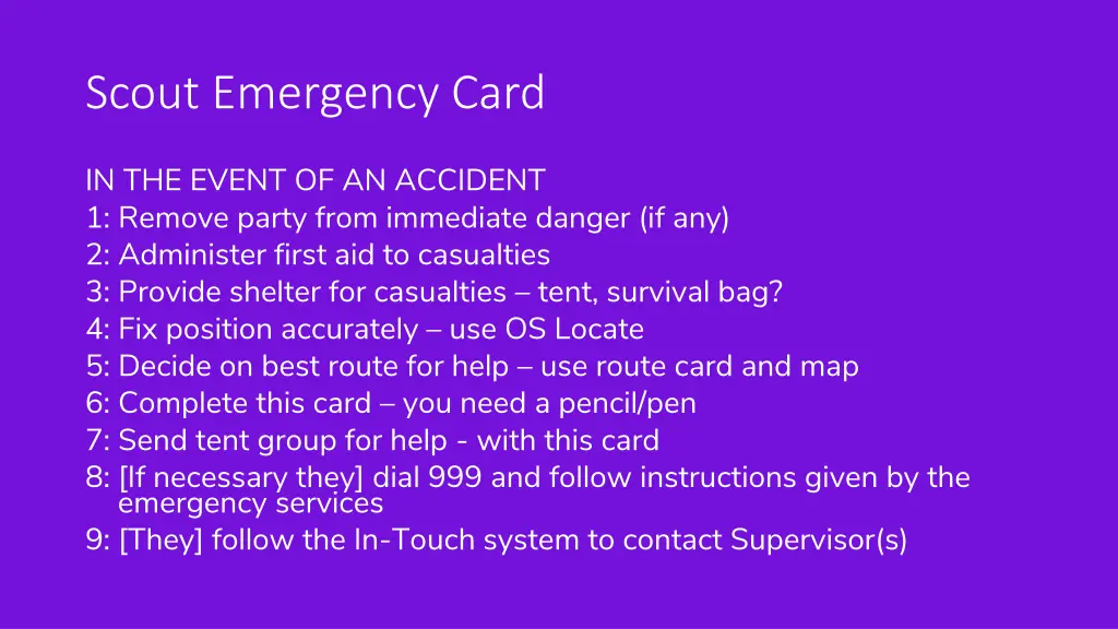 scout emergency card