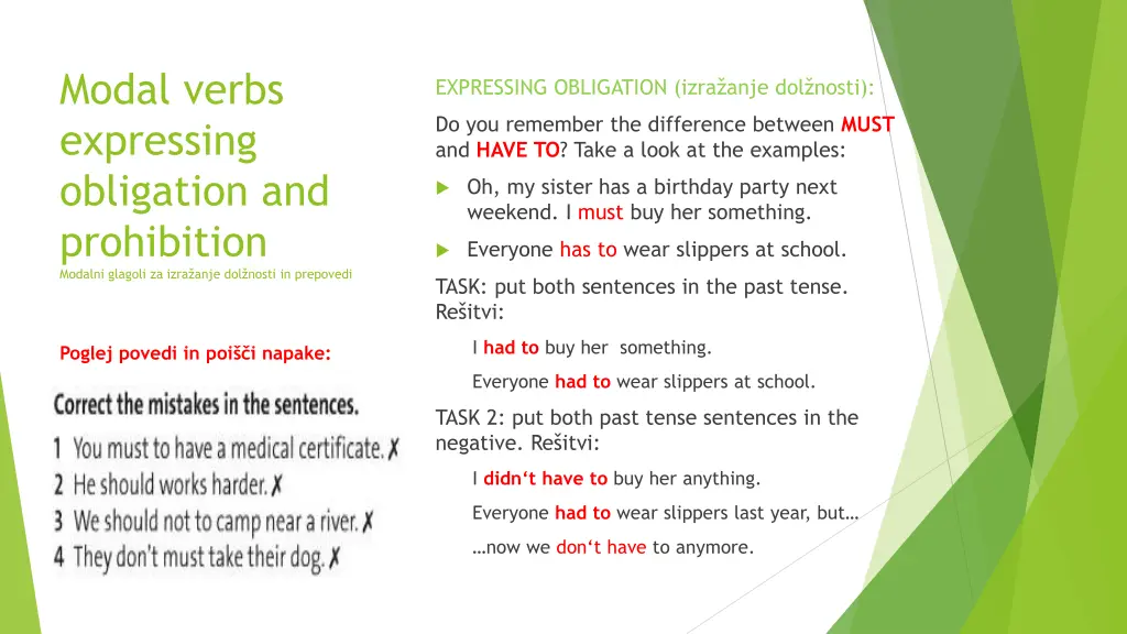 modal verbs expressing obligation and prohibition