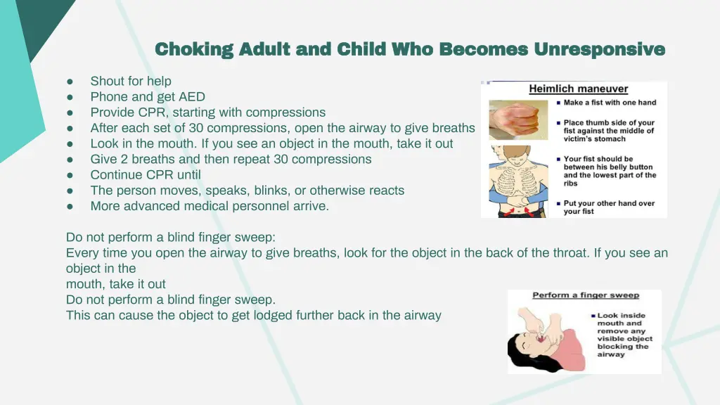 choking adult and child who becomes unresponsive