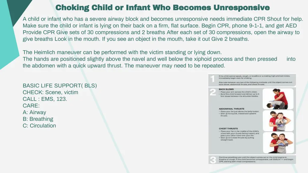 choking child or infant who becomes unresponsive