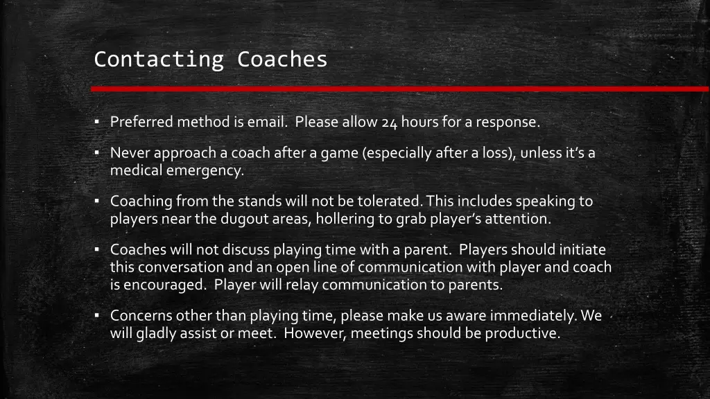 contacting coaches