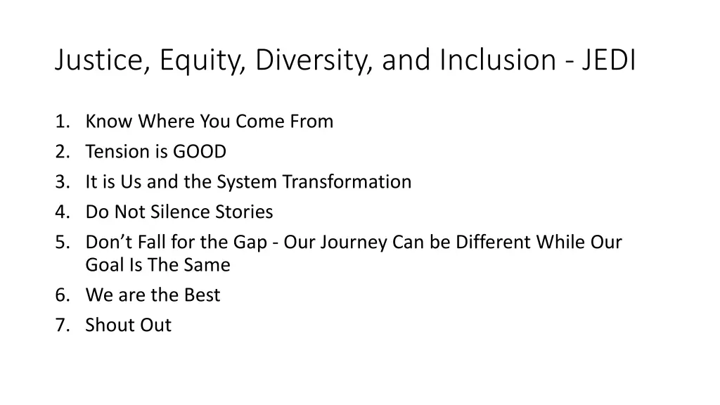 justice equity diversity and inclusion jedi