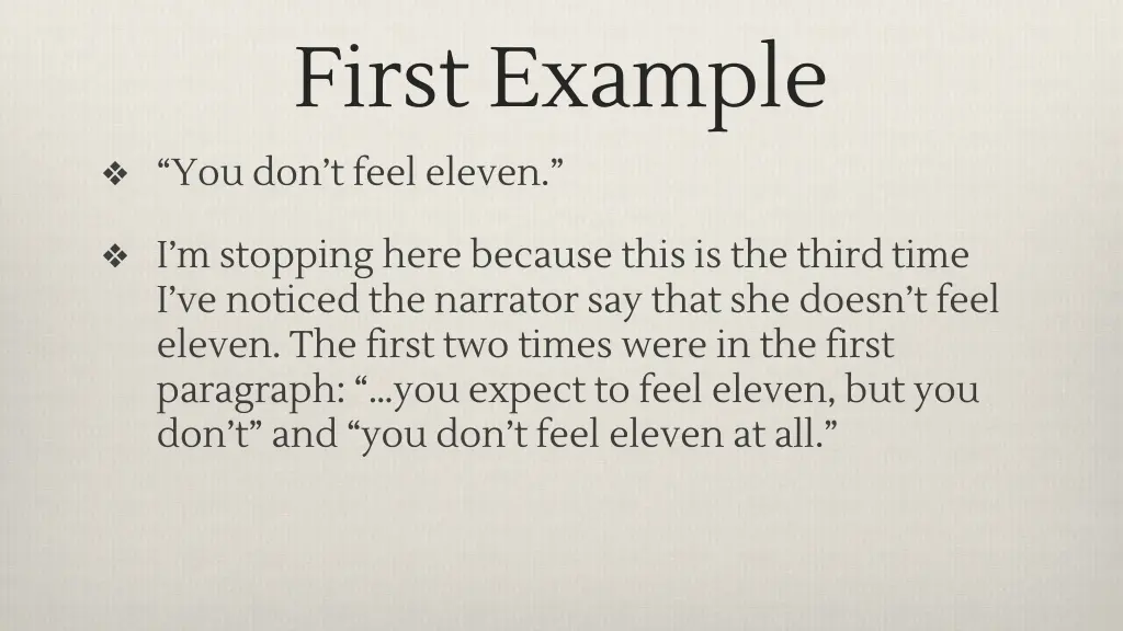 first example you don t feel eleven