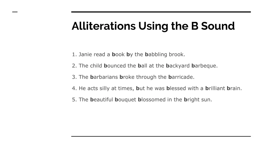 alliterations using the b sound