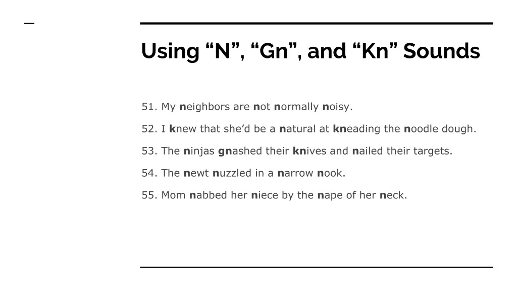 using n gn and kn sounds