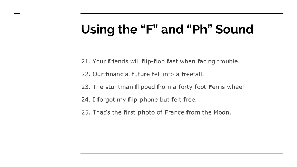 using the f and ph sound