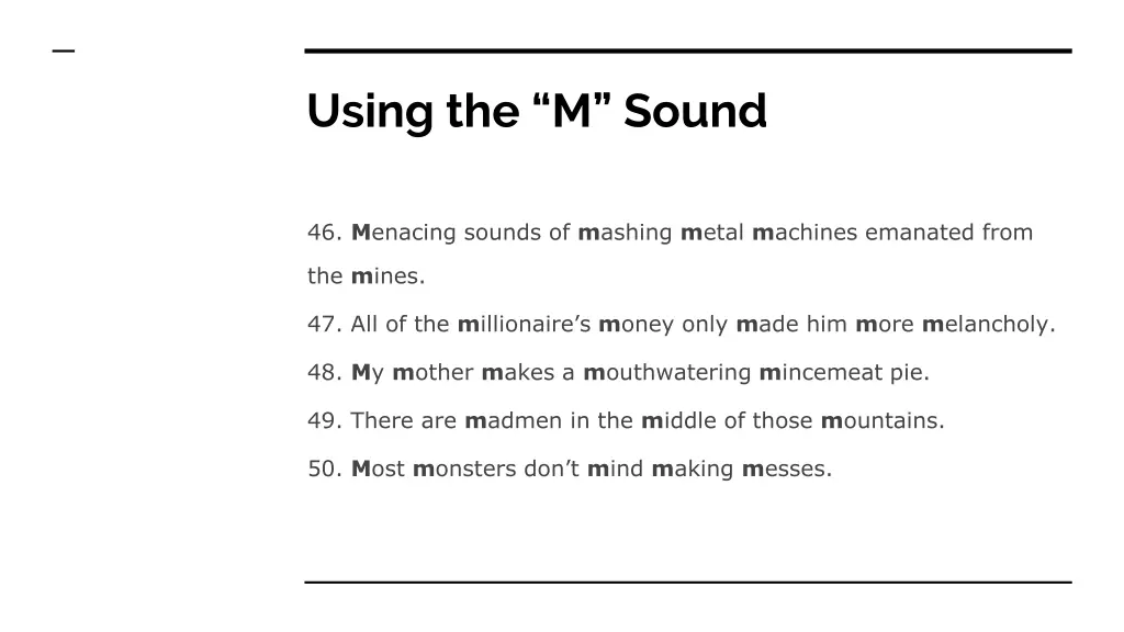 using the m sound