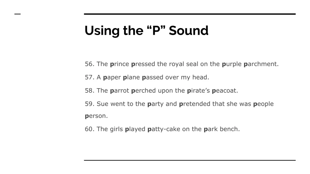 using the p sound