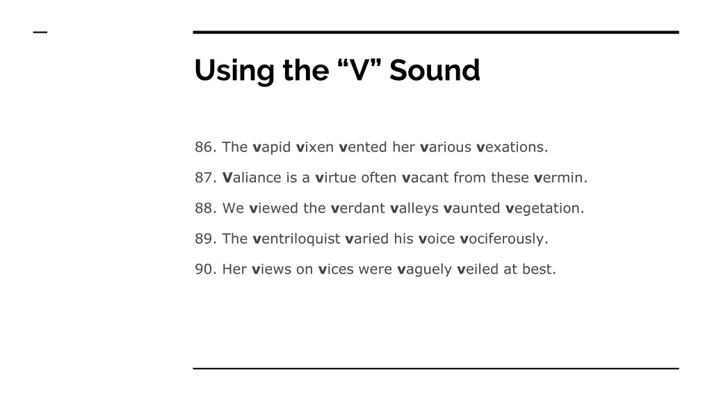 using the v sound