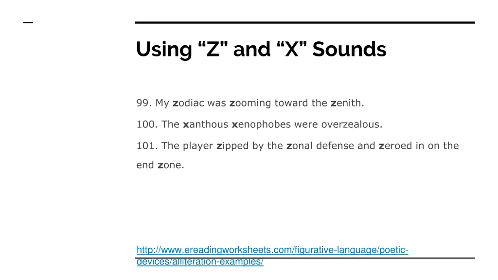 using z and x sounds