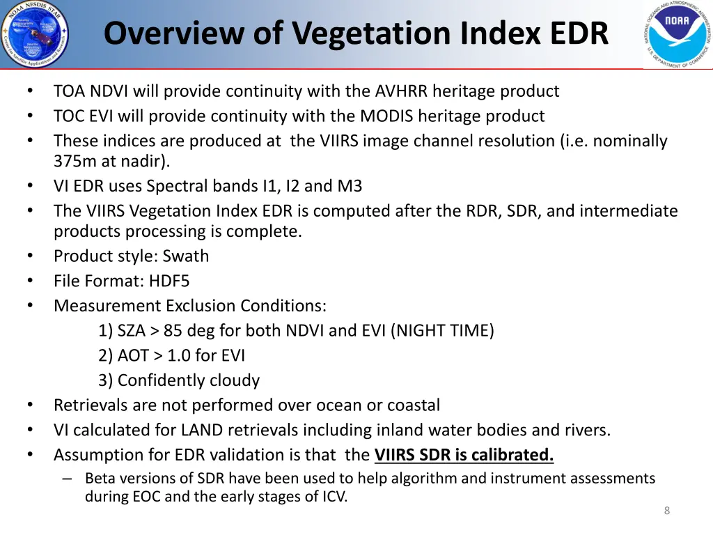 overview of vegetation index edr