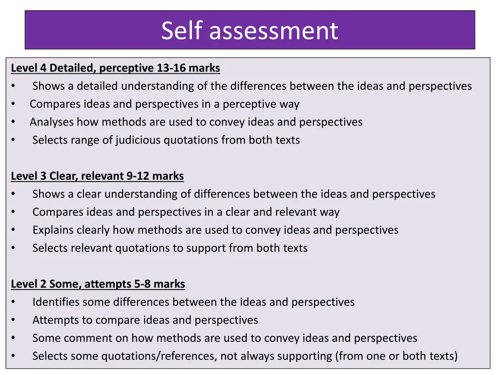 self assessment