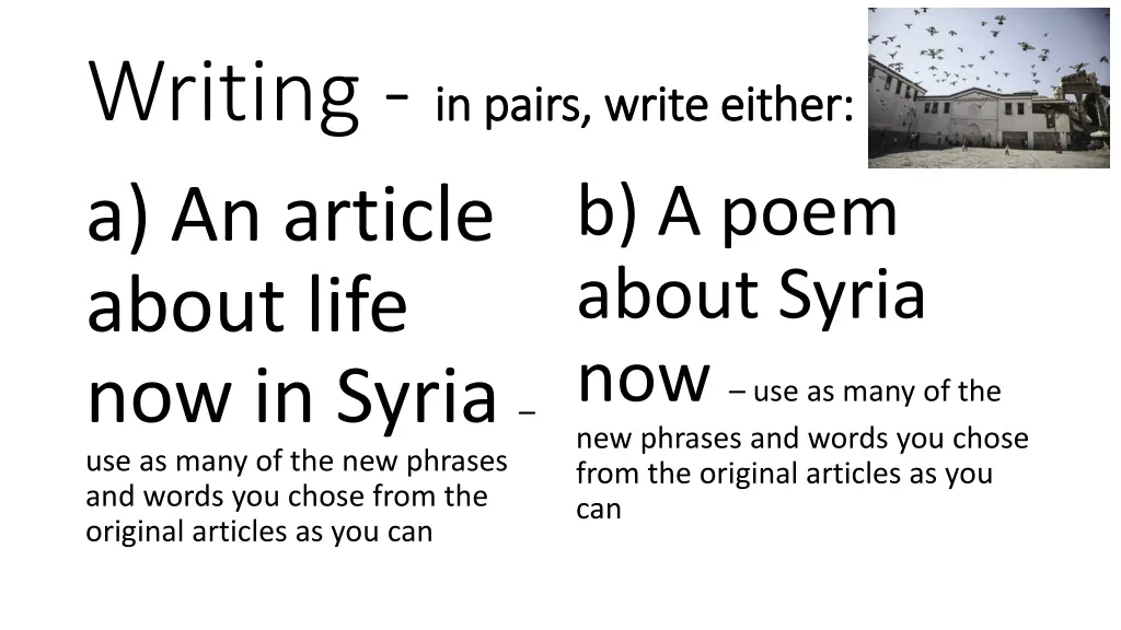 writing in pairs write either in pairs write