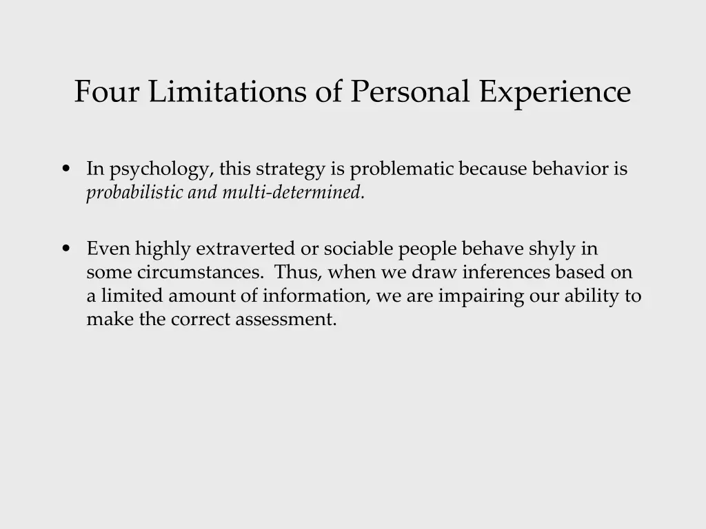 four limitations of personal experience 3