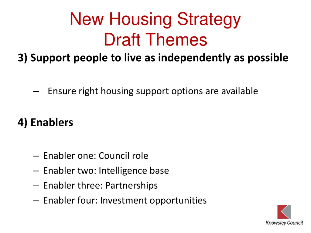 new housing strategy draft themes 3 support