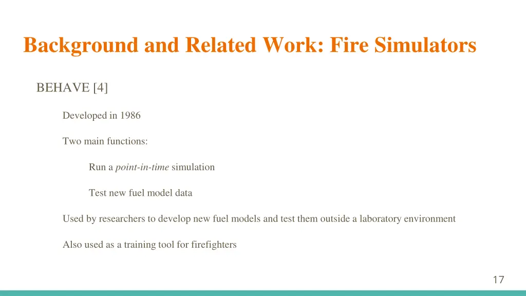 background and related work fire simulators