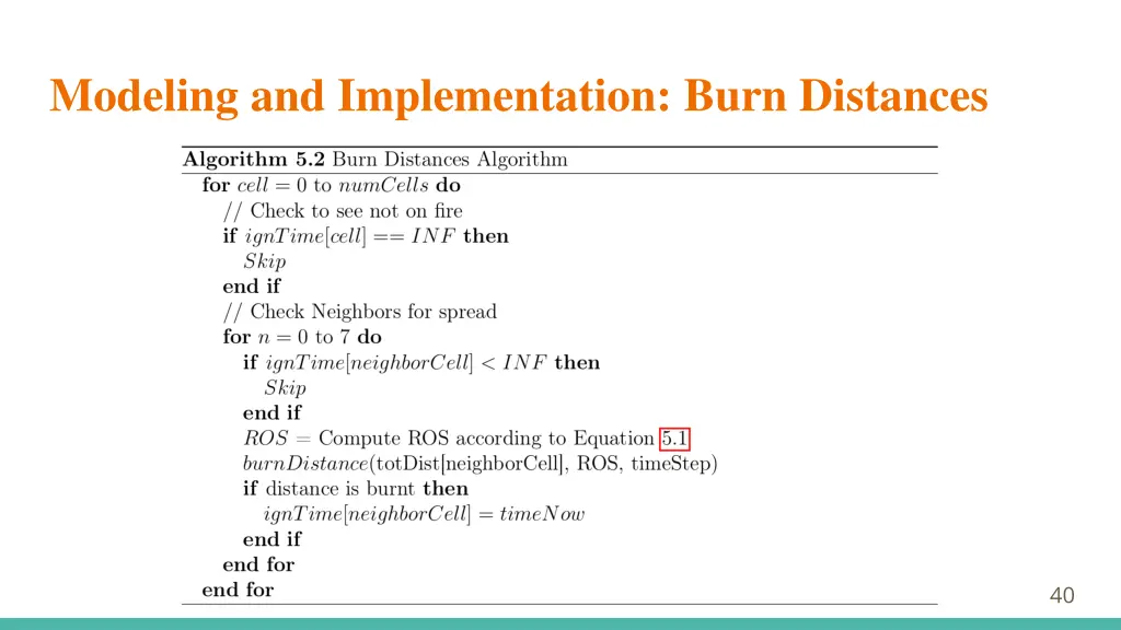 modeling and implementation burn distances 1