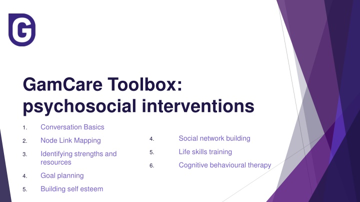 gamcare toolbox psychosocial interventions