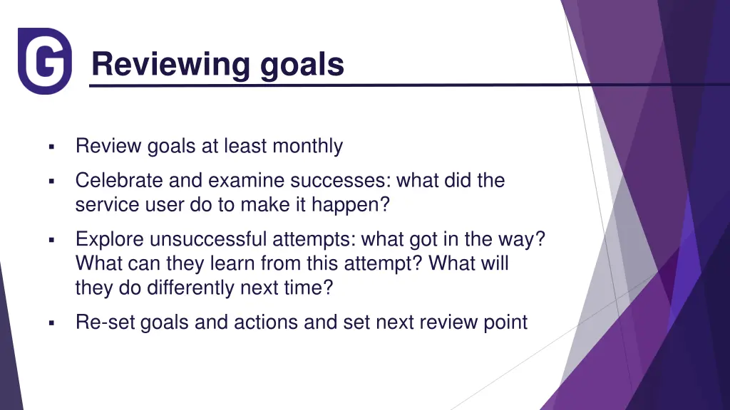 reviewing goals