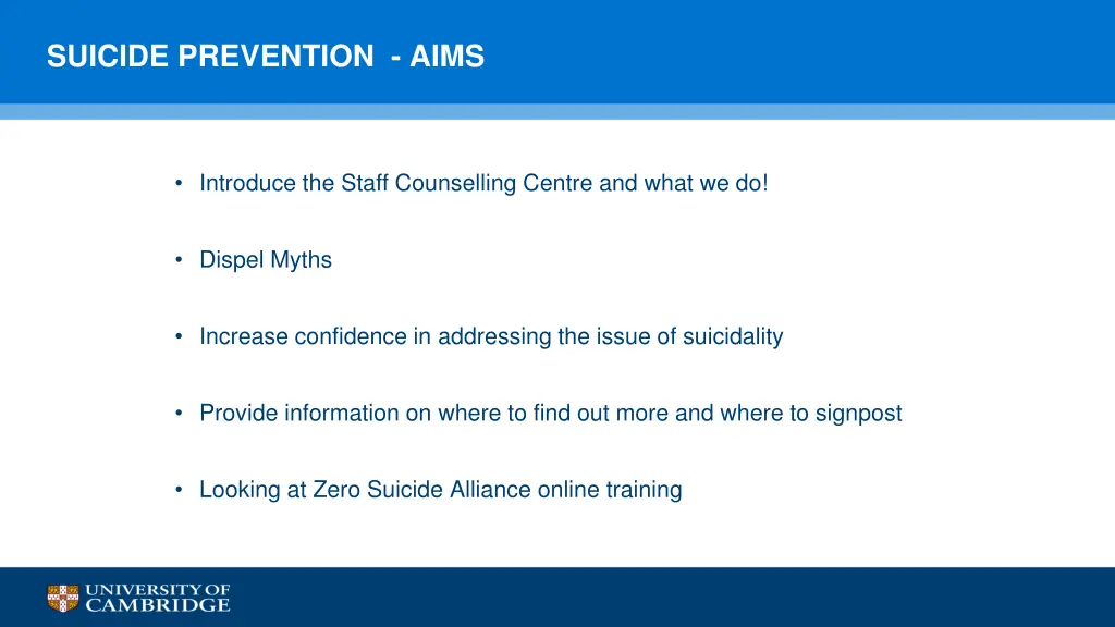 suicide prevention aims