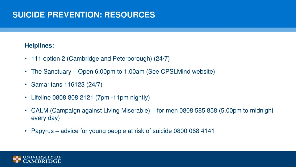 suicide prevention resources