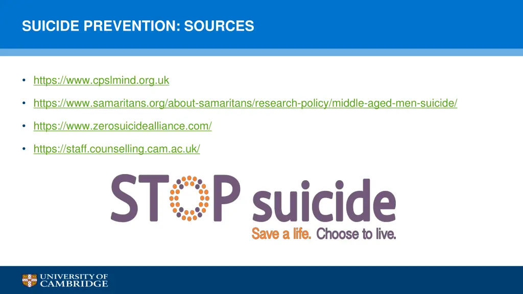 suicide prevention sources